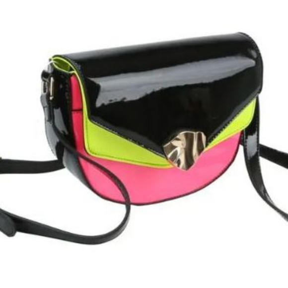 Colorblock Patent Crossbody Purse - Picture 2 of 5